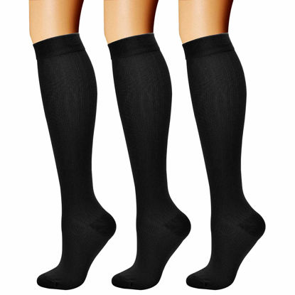 Picture of CHARMKING Compression Socks (3 Pairs) - 15-20 mmHg, Athletic Support for Running, Cycling, Travel - Boost Circulation and Performance