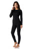 Picture of Thermajane Long Johns Thermal Underwear for Women Fleece Lined Base Layer Pajama Set Cold Weather (Small, Black)