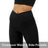 Picture of COPYLEAF Women's Flare Yoga Pants with Pockets-V Crossover High Waisted Bootcut Yoga Leggings-Flare Bell Bottom Workout Gym Leggings Black