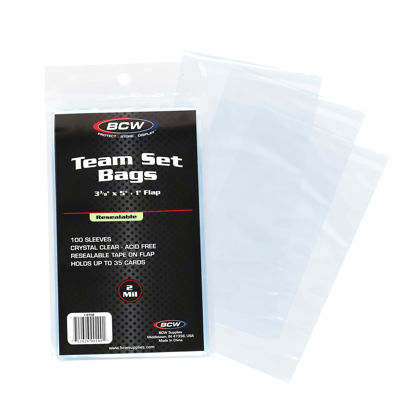 Picture of BCW Resealable Team Set Bags - 100 ct | Archival Quality Polypropylene | Holds 35 Standard Cards | Toploader and Magnetic Holder Compatible | Acid-Free Sealing Solution for Trading Card Collections