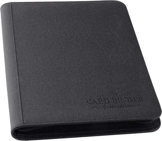 Picture of Foalgo 9 Pocket Card Binder, Premium Zip Trading Card Binder, 540 Double Sided Pocket PU Collection Binder, Collector Album, Card Folder for MTG, TCG, Sports Cards (Black)