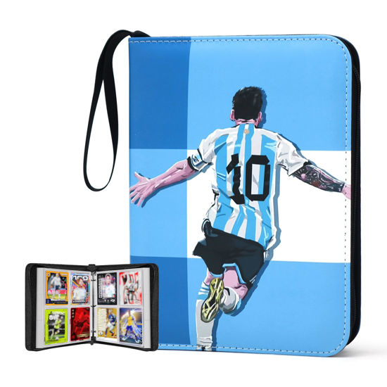 Picture of 400 Pockets Soccer Card Binder for Soccer Trading Cards Collectors,Portable Waterproof Soccer Card Storage Bag with Removable Sleeves,Compatible with Sports TCG Soccer Cards 2024-2025