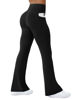 Picture of COPYLEAF Womens Yoga Pants with Pockets High Waisted Flare Leggings Bell Bottom Yoga Dress Pants Seamless Bootcut Pants(Black L)
