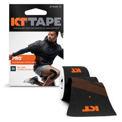 Picture of KT Tape, Pro Synthetic Kinesiology Athletic Tape, 20 Count, 10” Precut Strips, Jet Black