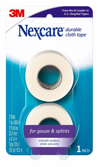 Picture of Nexcare Durable Cloth Tape, Woven Tape, Securely Holds Bulky Wound Dressing - 1 In x 10 Yds, 2 Rolls of Tape