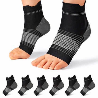 Picture of Plantar Fasciitis Sock (6 Pairs) for Men and Women, Compression Foot Sleeves with Arch and Ankle Support (Black, Large)