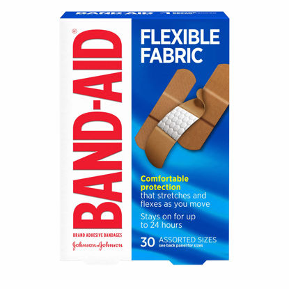 Picture of Band-Aid Brand Flexible Fabric Adhesive Bandages, Comfortable Sterile Protection & Wound Care for Minor Cuts & Burns, Quilt-Aid Technology to Cushion Painful Wounds, Assorted Sizes, 30 ct