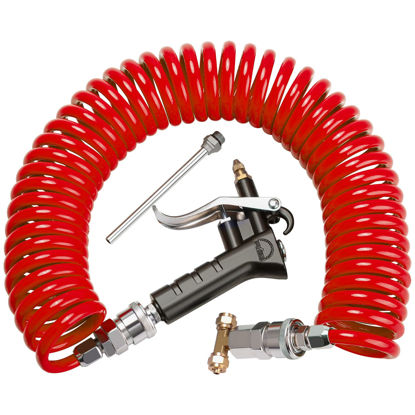 Picture of Boeray Heavy Duty Truck Air Duster Blow Gun Cleaning with 9 Meter Long Coil and 2 interchangeable nozzle tips- Red Air Seat Blow Gun Kit