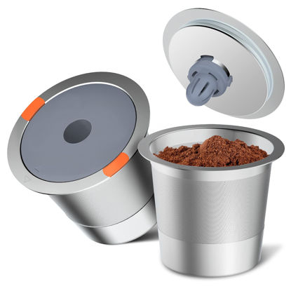 Picture of Noalto Reusable K Cups and Coffee Pods,Universal stainless steel k Cups for Keurig 2.0 and 1.0 Coffee Makers machine(2pack)