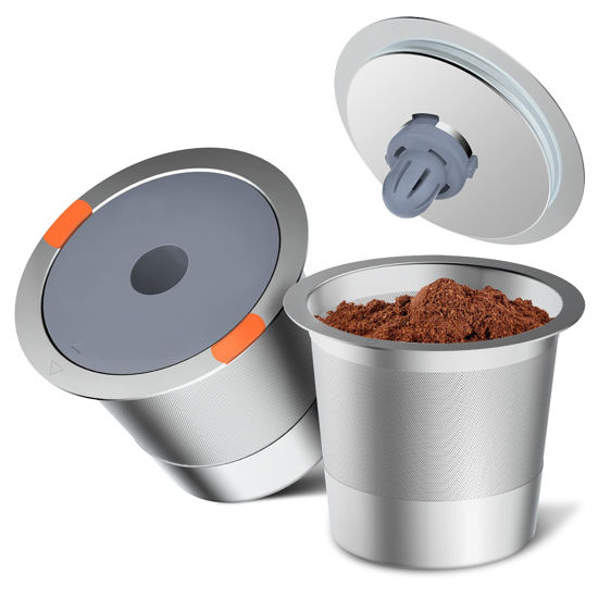 Picture of Noalto Reusable K Cups and Coffee Pods,Universal stainless steel k Cups for Keurig 2.0 and 1.0 Coffee Makers machine(2pack)