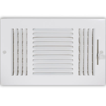 Picture of EZ-FLO 10 x 6 Inch (Duct Opening) Air Vent Cover for Wall or Ceiling, Three-Way Ventilation Register, Solid Steel HVAC Register Cover, White, 61614