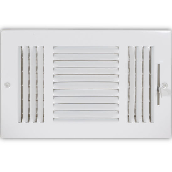 Picture of EZ-FLO 10 x 6 Inch (Duct Opening) Air Vent Cover for Wall or Ceiling, Three-Way Ventilation Register, Solid Steel HVAC Register Cover, White, 61614