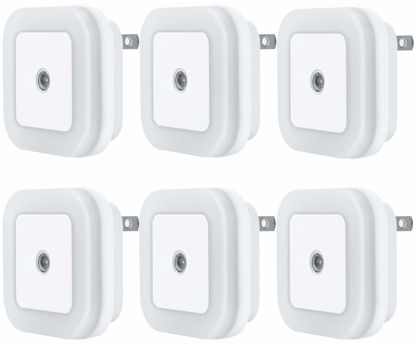 Picture of Uigos LED Night Light Lamp with Smart Sensor Dusk to Dawn Sensor, Daylight White, 0.5W Plug-in, 6-Pack