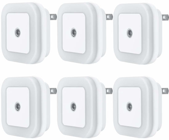Picture of Uigos LED Night Light Lamp with Smart Sensor Dusk to Dawn Sensor, Daylight White, 0.5W Plug-in, 6-Pack