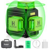 Picture of Huepar Laser Level 360 Self Leveling, 3 x 360° High Brightness Cross Line Laser for Construction and Picture Hanging, 12 Green Laser Level Tool with 5200 mAh Rechargeable Battery & Hard Carry Case