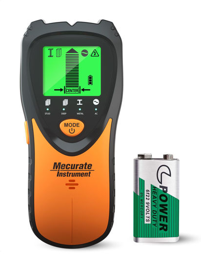 Picture of Mecurate Stud Finder Wall Scanner Sensor - 5 in 1 Electronic Stud with LCD Display & Audio Alarm for Wood AC Live Wire Metal Studs Detection Joist Pipe
