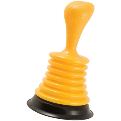 Picture of PlumbCraft 7504400 Powerful Home Sink Works on Showers, Tubs Types, Clear Drains Fast with Minimal Effort, Small - 7.5", Yellow Mini Plunger