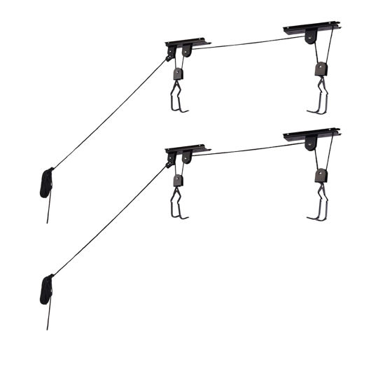 Picture of RAD Sportz Bicycle Hoist 2-Pack Quality Garage Storage Bike Lift with 100 lb Capacity Even Works as Ladder Lift Premium Quality