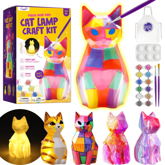 Picture of LAOESE Paint Your Own Cat Lamp Kit, Art Supplies Arts & Crafts Kit, Painting kit for Kids 6-12, Arts and Crafts for Kids Ages 8-12, Toys Girls Boy Birthday Gift Ages 3 4 5 6 7 8 9 10 11 12+