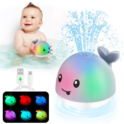 Picture of ANGGIKO Baby Bath Toys, Toddler Bath Toys for Kids Ages 1-3, Light Up Whale Bath Toy Sprinkler, Infant Baby Toys 6-12-18 Months Bathtub Fountain Water Toy Baby Shower 1st Birthday Valentines Day Gifts