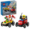 Picture of LEGO City Pizza vs. Fire Truck Race Car Pack Toy - Building Toy for Kids, Boys and Girls, Ages 5+ - Gift for Birthdays and Holidays - Includes Chef and Firefighter Minifigures - 60458