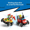 Picture of LEGO City Pizza vs. Fire Truck Race Car Pack Toy - Building Toy for Kids, Boys and Girls, Ages 5+ - Gift for Birthdays and Holidays - Includes Chef and Firefighter Minifigures - 60458