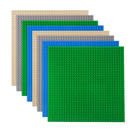 Picture of LVHERO 8 Pack Classic Baseplates Building Plates for Building Bricks 100% Compatible with All Major Brands-Baseplate, 10" x 10", Multicolored