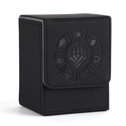 Picture of Arkeiliy Card Deck Box, 110+ Storage MTG Deck Box with 50 Pcs Card Sleeve, Collectible Trading Card Cases for Magic Commander and More (Black)
