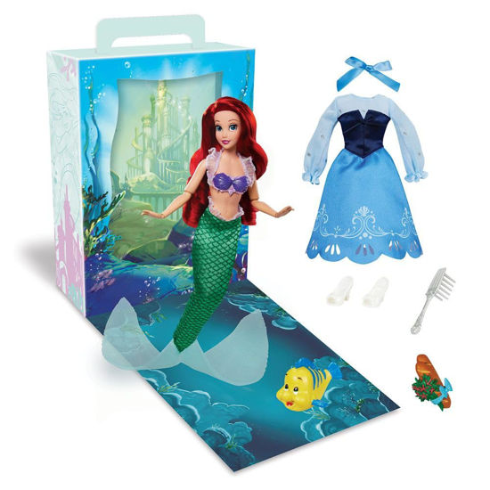 Picture of Disney Store Official Princess Story Doll (Ariel from The Little Mermaid) 11 Inches, Includes Coloring Book and Additional Dress, Princess Doll in Classic Outfit, Princess Toys for Girls