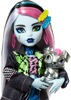 Picture of Monster High Frankie Stein Doll in Denim Jacket & Shorts, Includes Pet Dog Watzie & Accessories Like a Backpack, Snack & Notebook