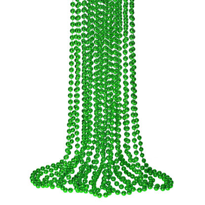 Picture of 12 PCS St. Patricks Day Beads Necklace, 33" Green Mardi Gras Beads Necklaces Christmas Necklaces Irish Saint Patricks Necklaces for St. Patricks Day Mardi Gras Parade Throws Birthday Party Favors