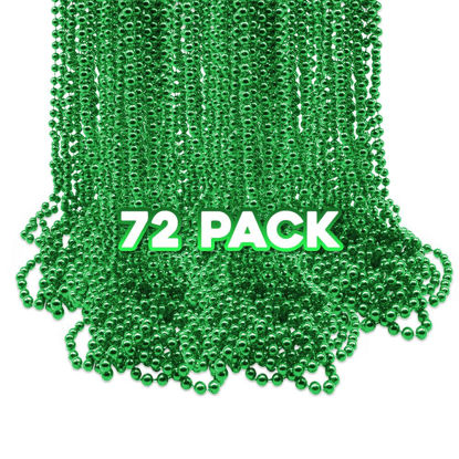 Picture of Windy City Novelties - 33" Inch Metallic Bead Necklace Bulk 72 Pack (Green)