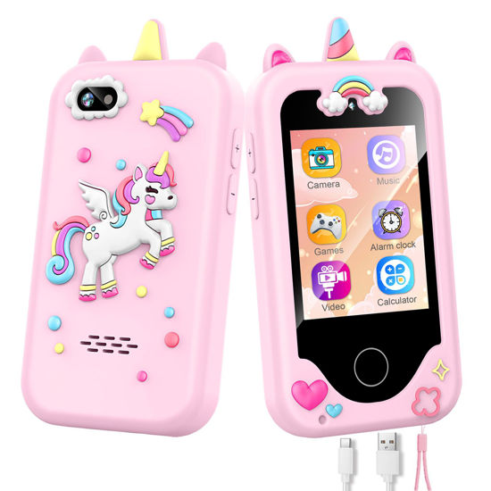 Picture of Kids Smart Phone for Girls, Christmas Birthday Gifts for Girls Age 3-10,Kids Toys Cell Phone, Toddler Learning Play Toy Phone with Dual Camera, Game, Music Player