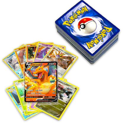 Picture of 50+ Official Pokemon Cards Collection with 5 Foils in Any Combination and at Least 1 Rarity, GX, EX, FA, Tag Team, Or Secret Rare