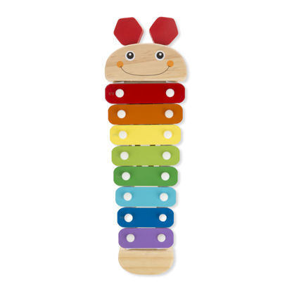 Picture of Melissa & Doug Caterpillar Xylophone Musical Toy With Wooden Mallets 15.25" x 6.5" x 1.5 - For Toddlers,Ages 3+,Blue