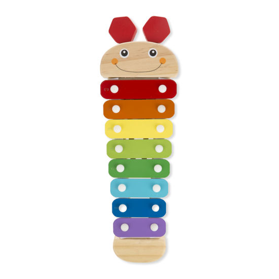 Picture of Melissa & Doug Caterpillar Xylophone Musical Toy With Wooden Mallets 15.25" x 6.5" x 1.5 - For Toddlers,Ages 3+,Blue