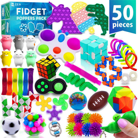 Picture of 50 Pcs Fidget Toys Pack - Stocking Stuffers for Kids, Gifts for Kids, Party Favors - Adults Stress Relief Sensory Toy - ADHD Toys Bulk for Classroom Treasure Box Prizes - Pop Its