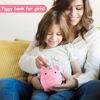 Picture of PJDRLLC Piggy Bank, Unbreakable Plastic Money Bank, Coin Bank for Girls and Boys, Medium Size Piggy Banks, Practical Gifts for Birthday, Easter, Christmas (Pink)