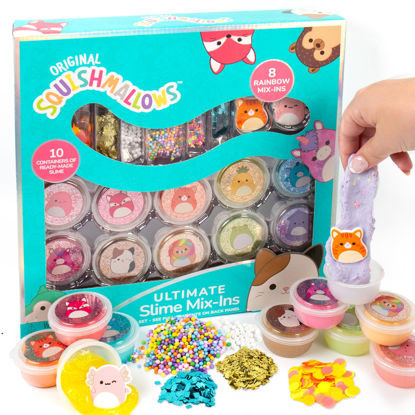 Picture of SQUISHMALLOWS Original Ultimate Slime Mix'Ins, 10-Pack, Glitter & Cloud Slime, 8 Fun Slime Add Ins, Pre-Made Slime for Kids, Crunchy Slime, Slime Bulk, Great 6 Year Old Toys, Super Soft Sludge Toy