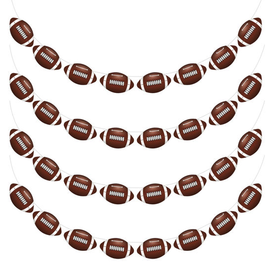 Picture of 4PC - Football Party Decorations - Football Banner - Football Hanging Decorations Decor for Themed Birthday Party Bowl Game Fans Home Garland Supplies Flag