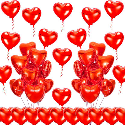 Picture of kortes Red Heart Balloons, 50pcs 10inch Foil, Valentine's Day Decoration Kit, Women's Department, Romantic Occasions