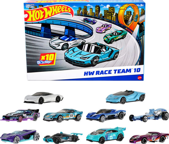 Picture of Hot Wheels 10-Pack of Toy Race Cars, Includes 1:64 Scale Corvette, Lamborghini, McLaren Originals (Amazon Exclusive)