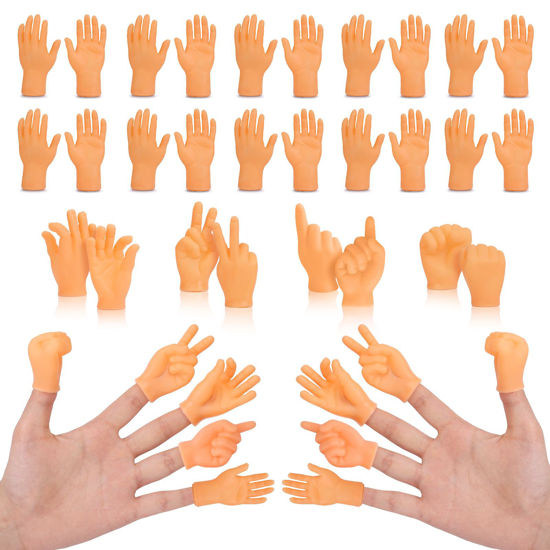 Picture of 30 pcs Tiny Hands Finger Puppets, Mini Hands Little Small Hands Mini Thing Gag Performance Funny Fingers for Puppet Show Gifts Classroom Prizes Party Favors for Kids (7 Styles)