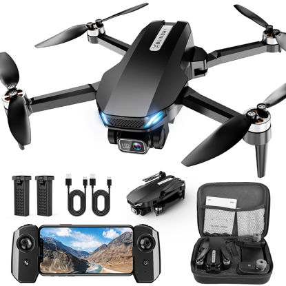 Picture of Drone with Camera, 2K HD FPV Drone with Brushless Motor, Altitude Hold, Gesture Selfie, One Key Take Off/Landing, 3D Flips, Waypoint Fly, 2 Batteries, Foldable Mini Drones for Kids and Beginners
