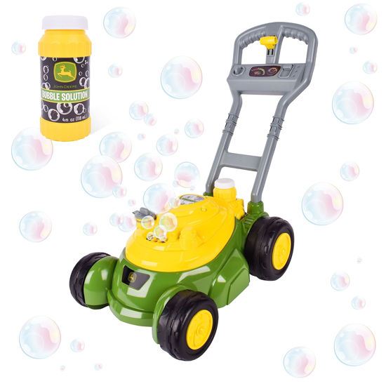 Picture of John Deere Bubble Lawn Mower for Toddlers, Bubble Blowing Machines, Indoor and Outdoor Gardening Toy, Birthday, Party Favor for Preschool Girls and Boys, No Batteries Required, 2+