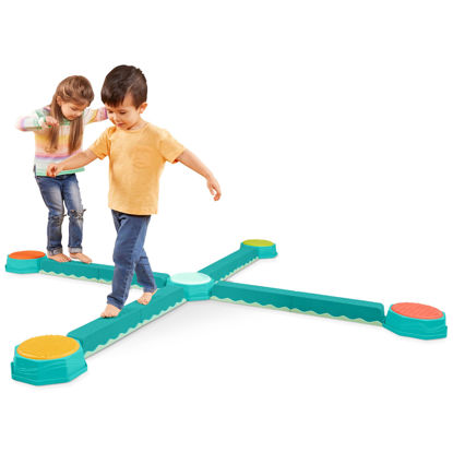 Picture of B. toys - Balance Beam for Kids - Interlocking Balancing Beams - 5 Sensory Pads & 8 Beams - Active Play for Toddlers, Kids - 3 Years + - Balance & Build Set