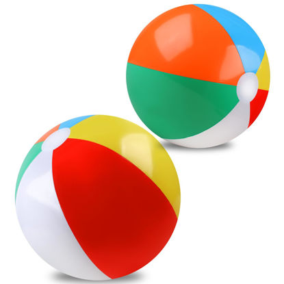 Picture of REGUICORP 2 Pack Beach Balls, 20 Inch Beach Balls for Kids, Rainbow Color Pool Toys Pool Balls for Swimming Pool, Beach Toys Inflatable Ball for Summer Parties and Water Games