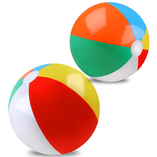 Picture of REGUICORP 2 Pack Beach Balls, 20 Inch Beach Balls for Kids, Rainbow Color Pool Toys Pool Balls for Swimming Pool, Beach Toys Inflatable Ball for Summer Parties and Water Games