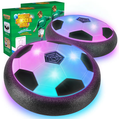 Picture of 2 Pack Hover Soccer Ball with 8 Pcs Batteries, Air Floating Soccer Toy with LED Lights and Foam Bumper, Indoor Games for Kids 4-8-12, Toys Gifts for 3 4 5 6 7 8 9 Year Old Boys Girls