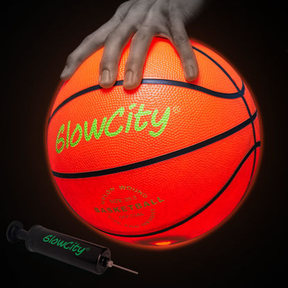 Picture of GlowCity Glow in The Dark Basketball for Teen Boy - Glowing Red Basket Ball, Light Up LED Toy for Night Ball Games - Sports Stuff & Gadgets for Kids Age 8 Years Old and Up. Great Gift for Boys & Girls